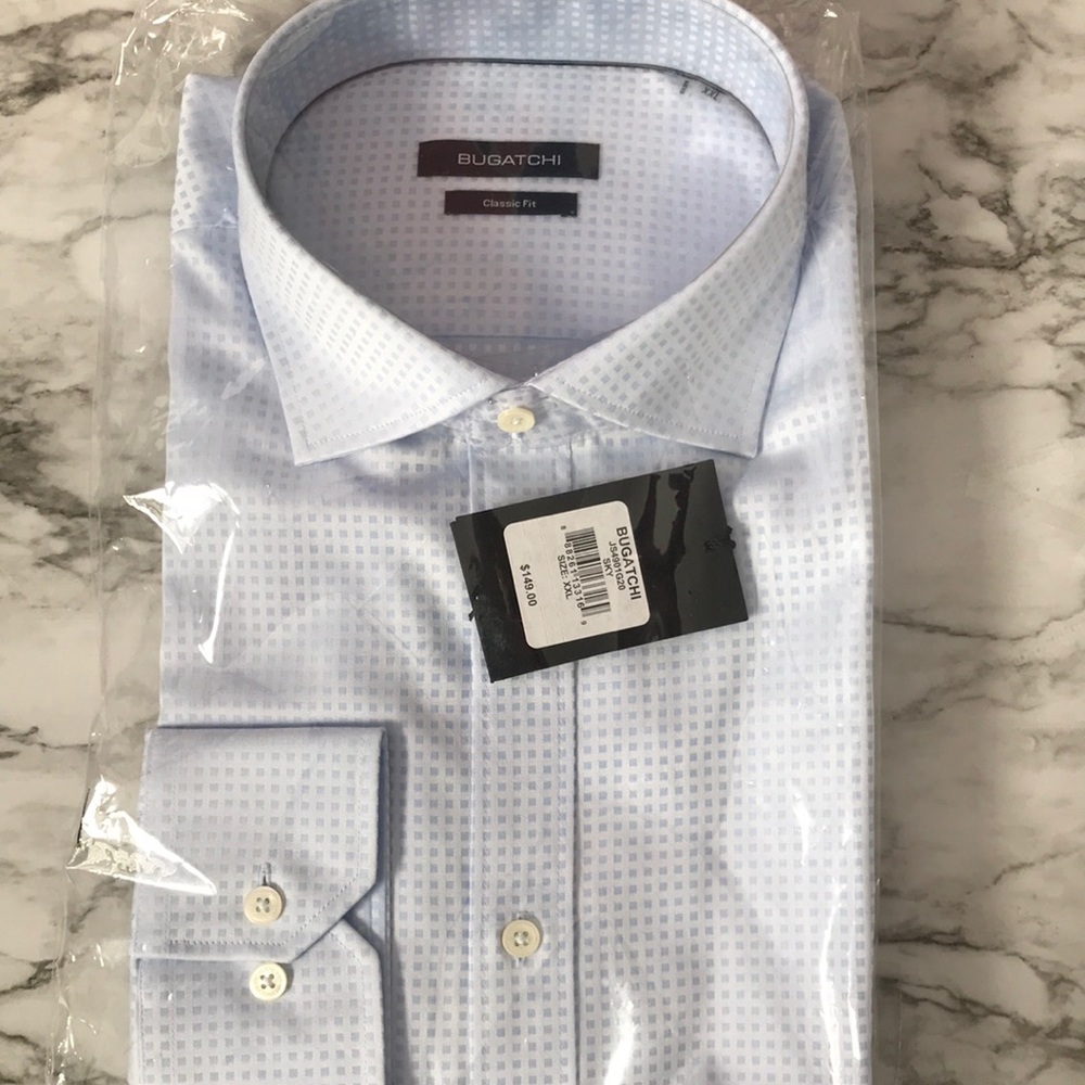 Bugatchi men’s long sleeve shirt (Blue check)